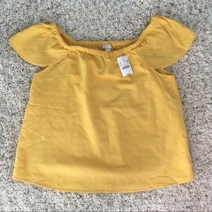J. Crew yellow off the shoulder top